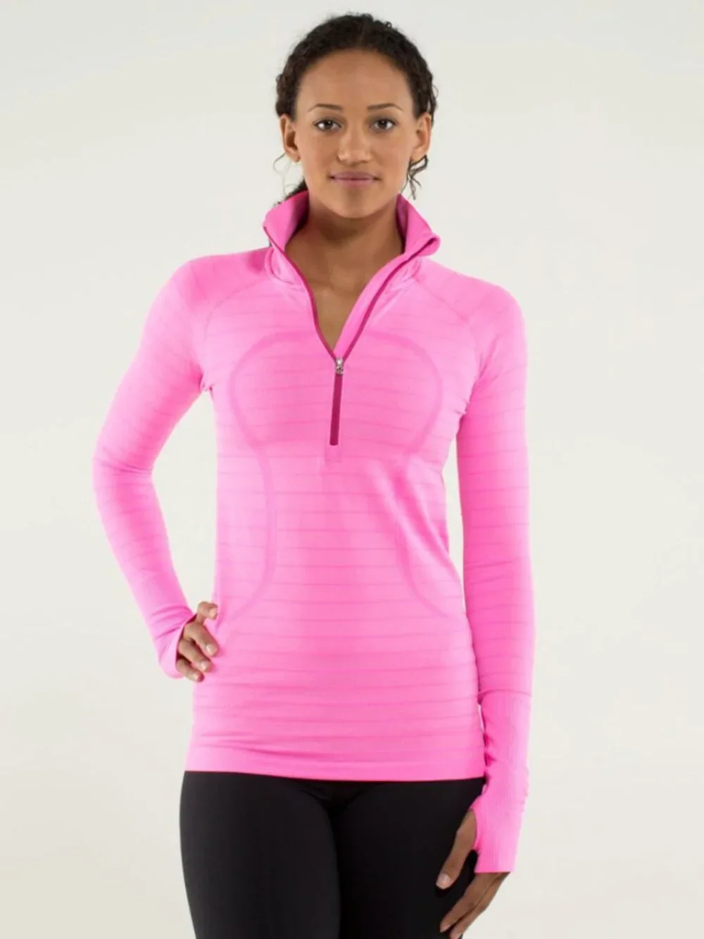 Lululemon Run: Swiftly Tech 1/2 Zip Heathered Raspberry Glo Light Size 4 Active